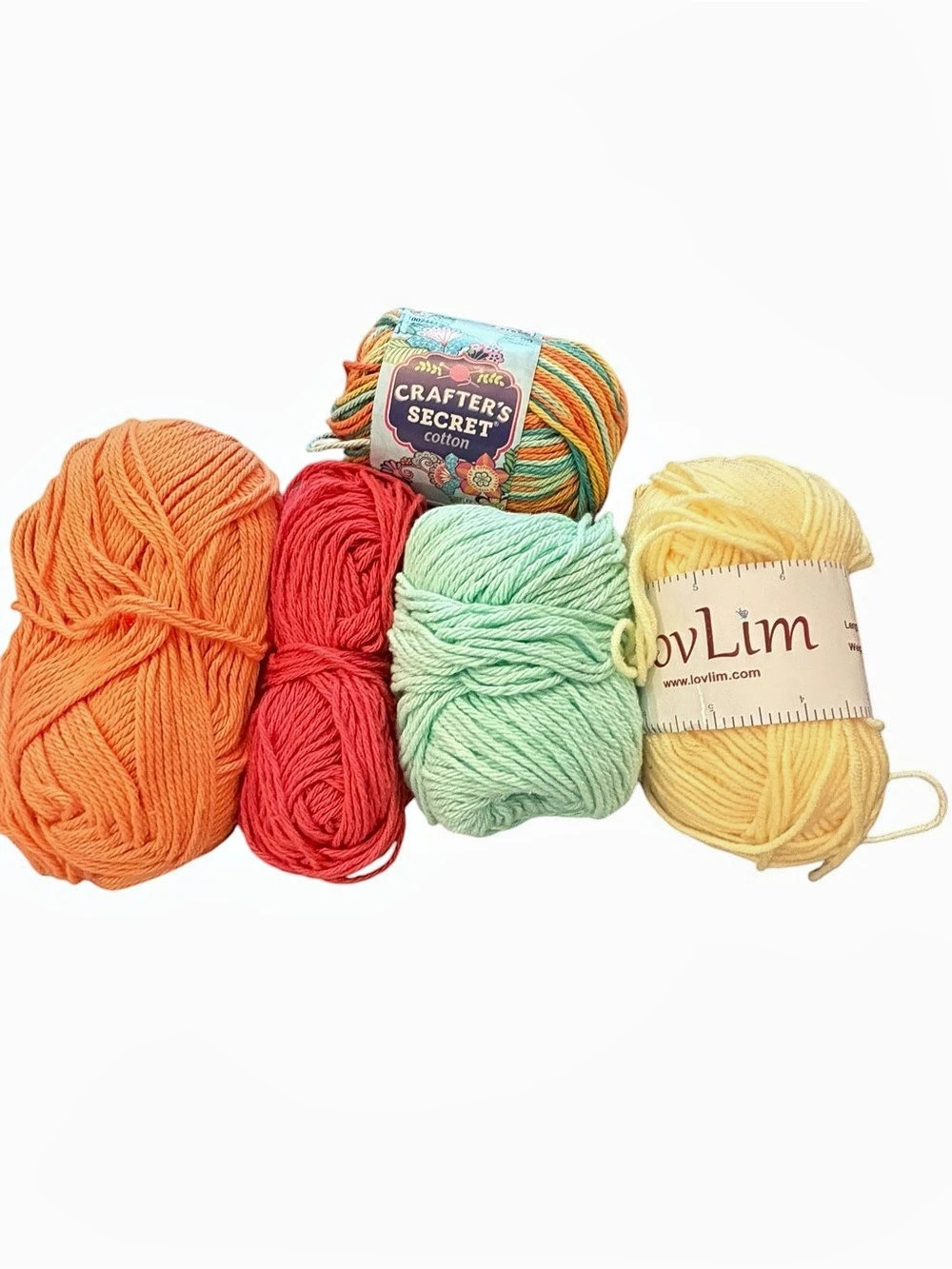Mixed Lot Of 5 Yarn Skeins New Vintage Colorful Crochet Knit Cotton Acrylic